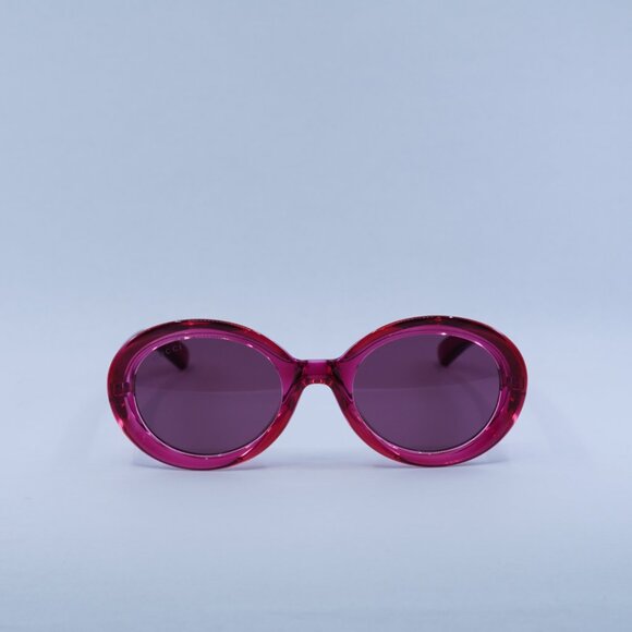 Gucci GG1722SA 004 Sunglasses Shiny Transparent Dark Cyclamen Round Frame main image 10